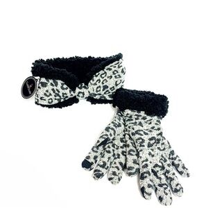 NWT Cuddl Duds 2-Pc Leopard Touchscreen Glove & Headband Set • Cozy Gift